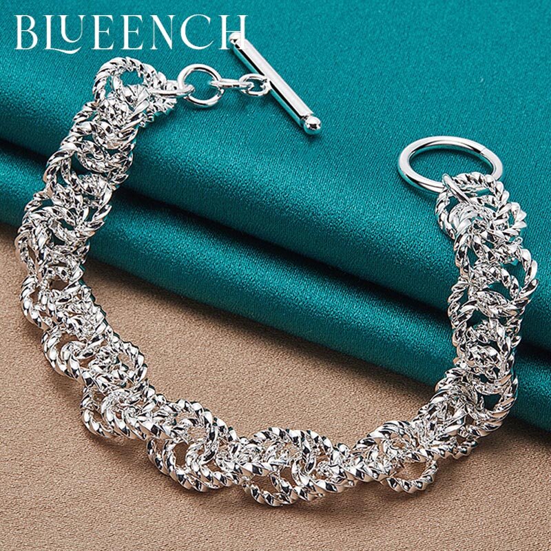Blueench – Bracelet rond tressé en argent Sterling 925 pour femmes, bijoux européens et américains à boucle OT