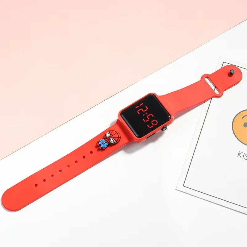 Beliebte Spot Button Square Cartoon Puppe führte elektronische Uhr Sport leuchtende Uhr für Grund-und Sekund arsch üler