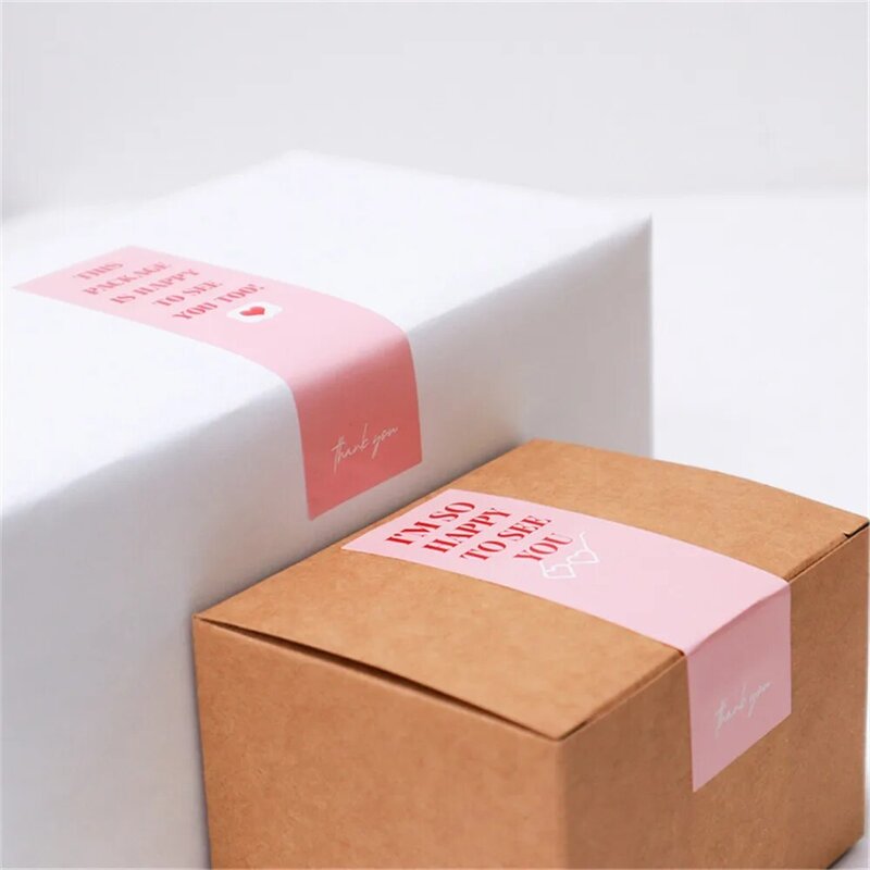 100pcs/roll Thank You Sticker Seal Labels Small Business Gift Decor Sticker Package Sticker This Package Is Happy To See You Too