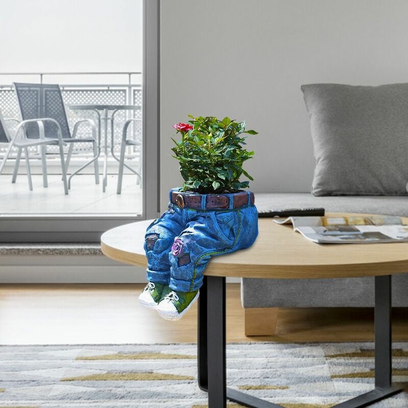 Resin Denim Pants Planter Pots Thickened Realistic Succulent Flowerpot Ornaments Breathable Retro Jeans Resin Flower Pots