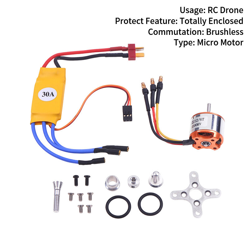1 Set Model Aircraft Accessories Brushless Motor with 30A Brushless ESC Motor Speed Controller for RC Drone