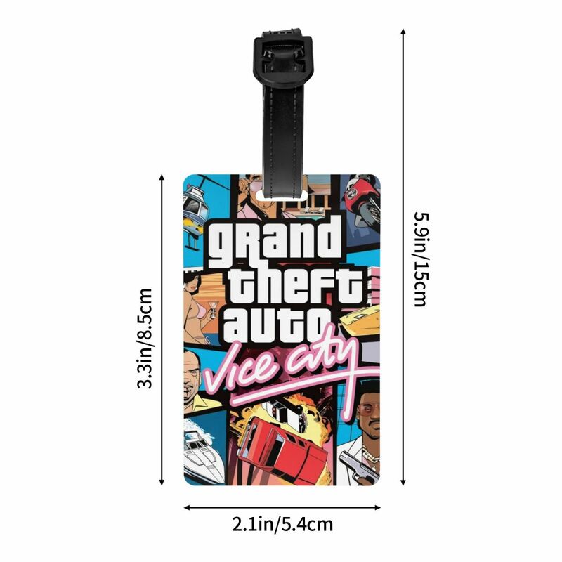 Adventure Game Grand Theft Auto Collage Luggage Tag for Suitcases GTA Privacy Cover Name ID Card