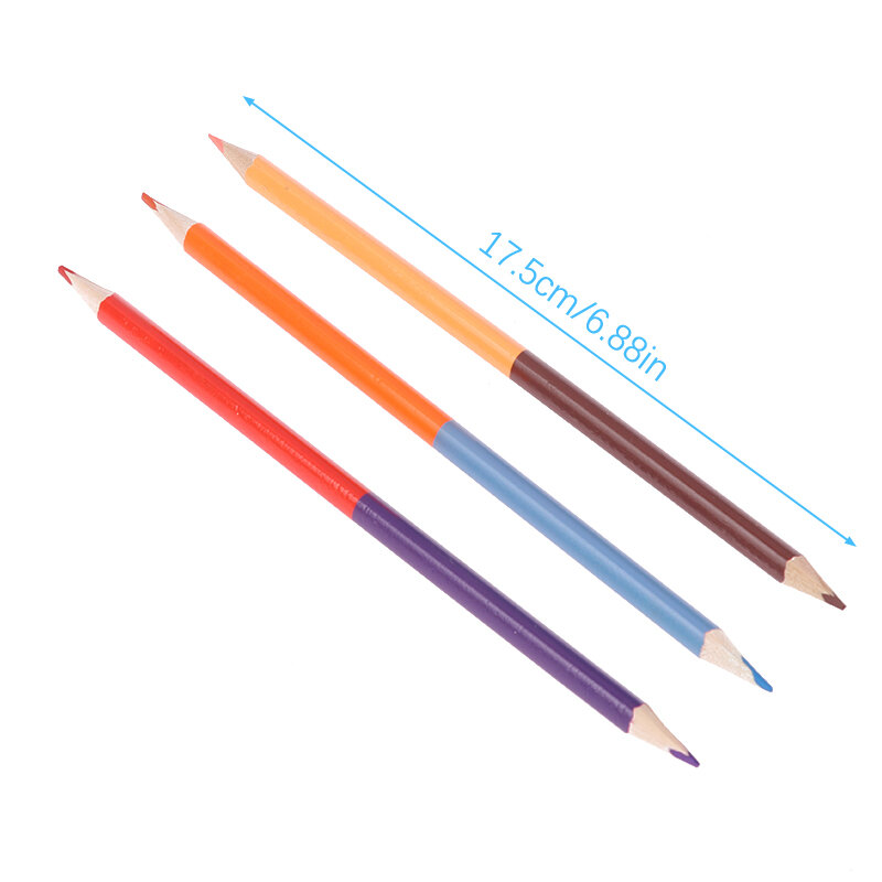 12Pcs Rainbow Pencil Two-color Core Pencil Stationery Graffiti Drawing Painting Tool Office School Supplies
