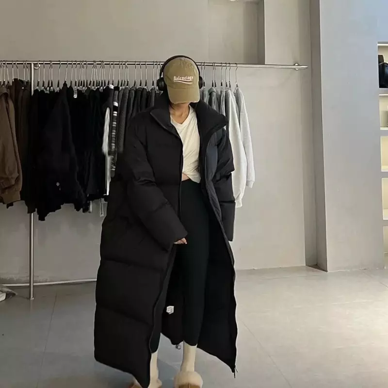 女性のための超ロングダウンジャケット、膝から足首のコート、厚い冬のジャケット、韓国のファッション、新しい