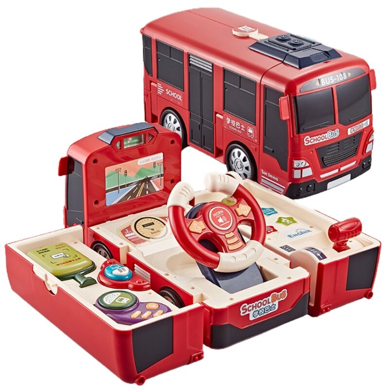 Adorável simulação vocal carro modelo condução pequeno ônibus escolar brinquedo piscina areia educacional bebê jogo interior