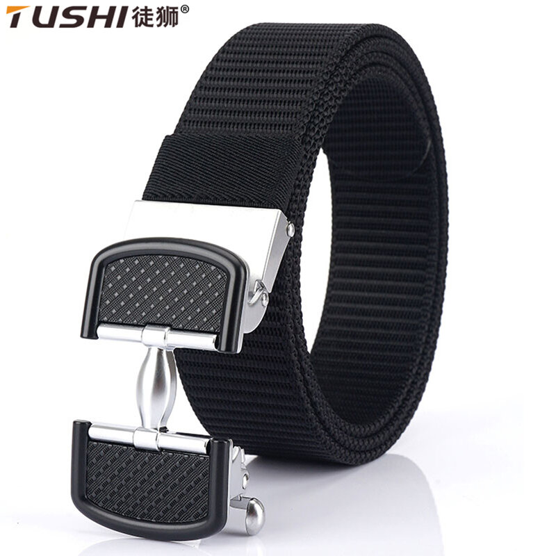 TUSHI Men Belts Fashion Unisex Jeans Belts Adjustable Belt Men Outdoor Travel Tactical Waist Belt with Metal Buckle for Pants