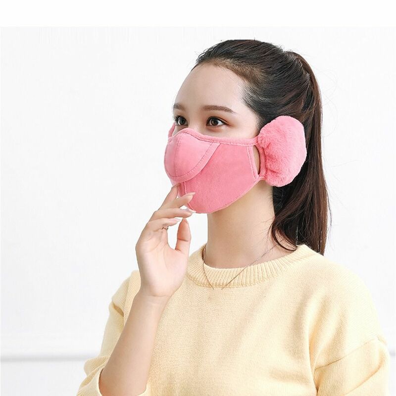 Máscara respirável de algodão meia face com protetores de boca para homens e mulheres, à prova de frio, à prova de vento, quente