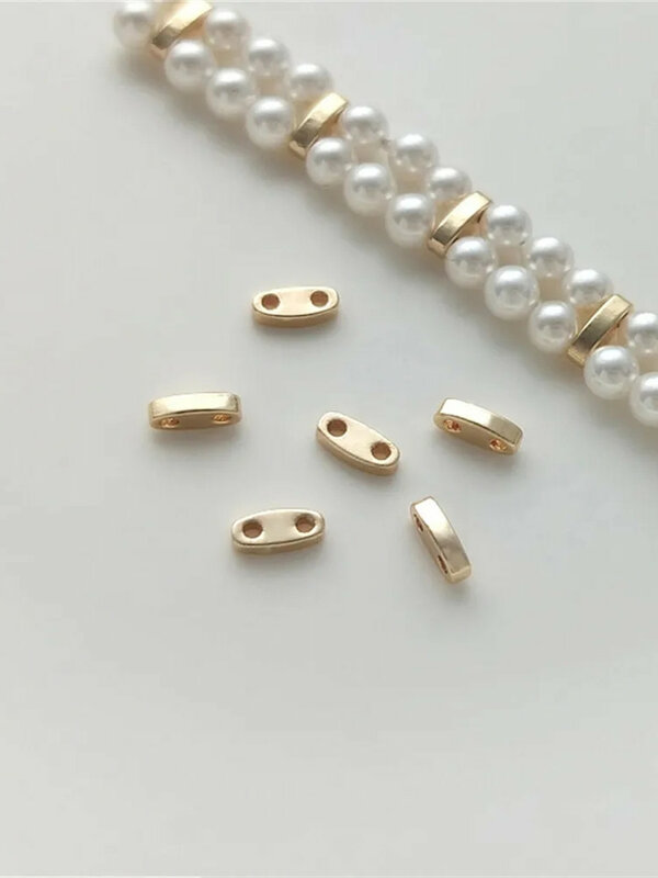 14K Gold Filled Double hole flat partition bead Bead DIY Handmade Accessories Beaded Spacer Bracelet Necklace Jewelry Materials