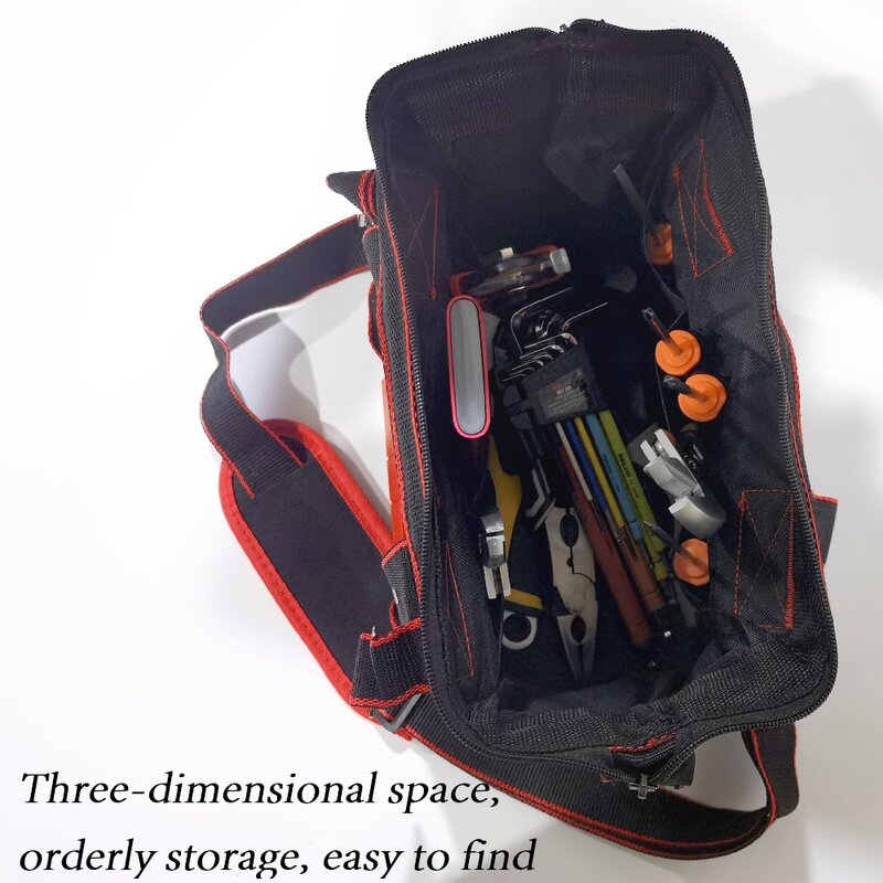 DELIXI  Multi-Function 13/16 Inch Tool Bag Waterproof Wear-Resistant Strong 1680D Oxford Cloth Portable Tool Storage Toolkit