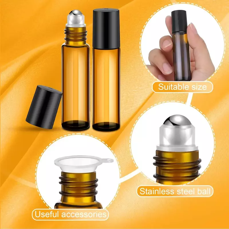 5 buah wadah botol minyak kaca esensial Amber bola rol parfum kosong wadah cairan isi ulang 1/2/3/5/10ML alat rias