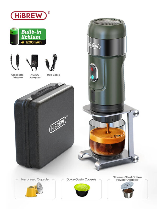 Hibrew Draadloze Elektrische Draagbare Espresso Koffiemachine Voor Auto & Home Camping Koffiezetapparaat Fit Nespresso Dolce Capsule Poeder