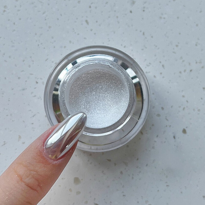 2023's Moonlight Mirror Glitter Powder Net-0.2g Metallic Silver Effect Chrome Powder 1 * Jar Aurora Magic Mirror Manicure Powder P