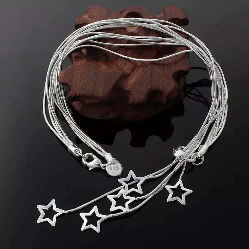 PABEYN kalung tulang ular bintang indah perak Sterling 925 untuk wanita hadiah perhiasan pertunangan pernikahan modis