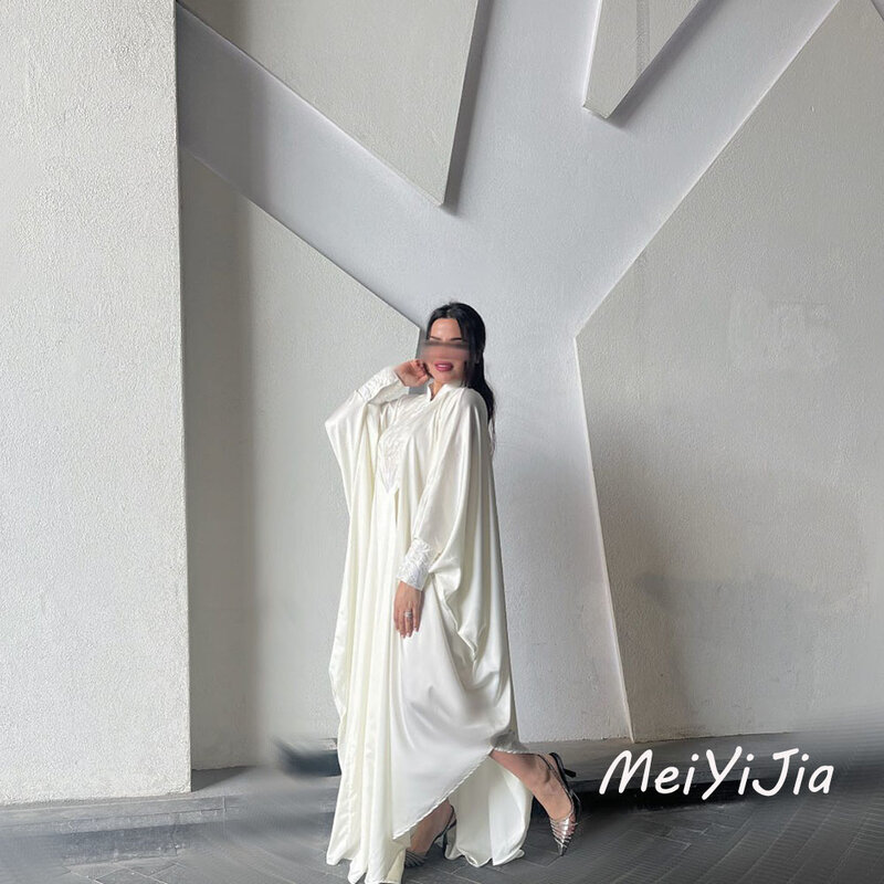 Meiyijia-vestido de noite com bordado, mangas compridas, botão, gola alta, Arábia Saudita, sexy, aniversário, roupas de clube, verão, 2022