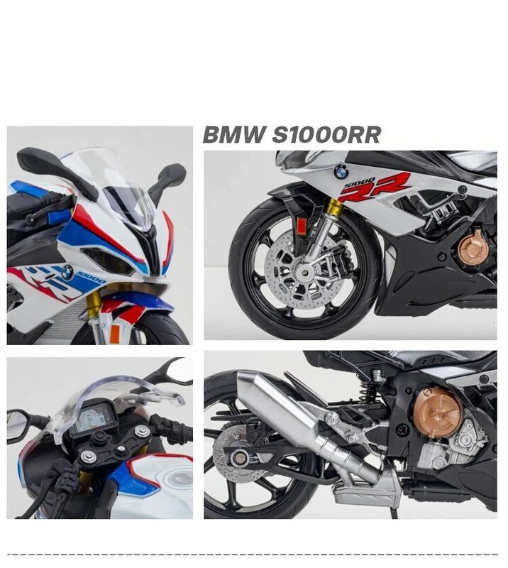 Juguete de motocicleta BMW S1000RR 1:12 RMZ City, modelo de carreras de Metal fundido a presión, superdeportivo, colección en miniatura, regalo para niños, 1/12