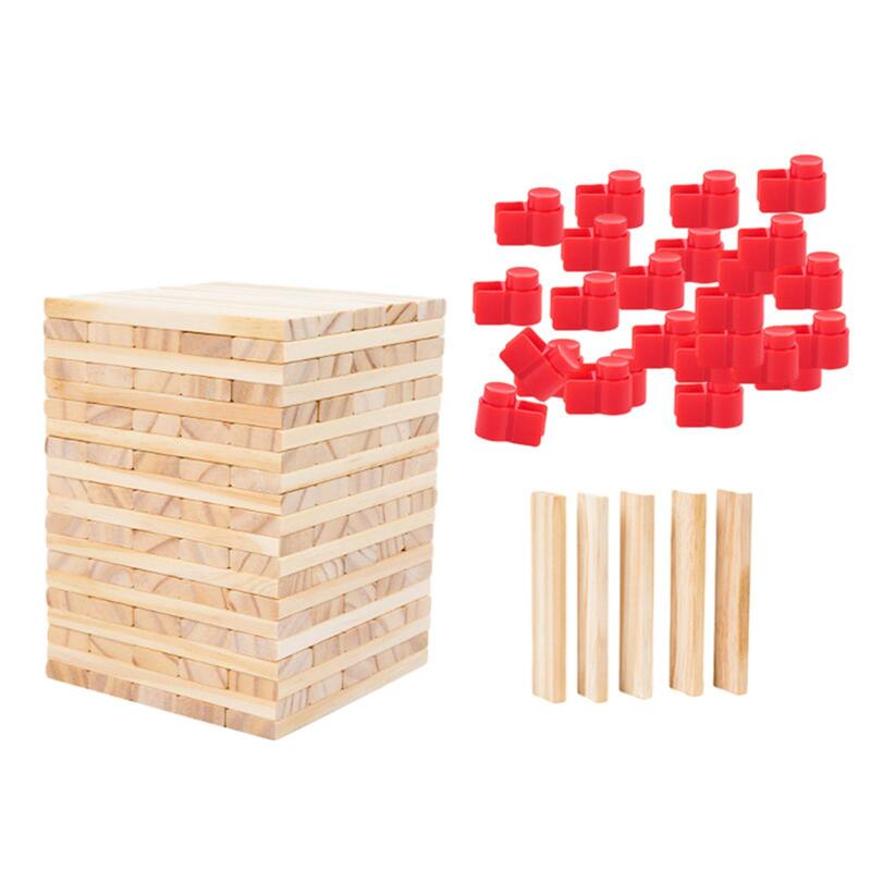 100Pcs Wooden Stacking Games Puzzles Preschool Learning Montessori Toys Tumbling Block for Festival Holiday Preschool Adults