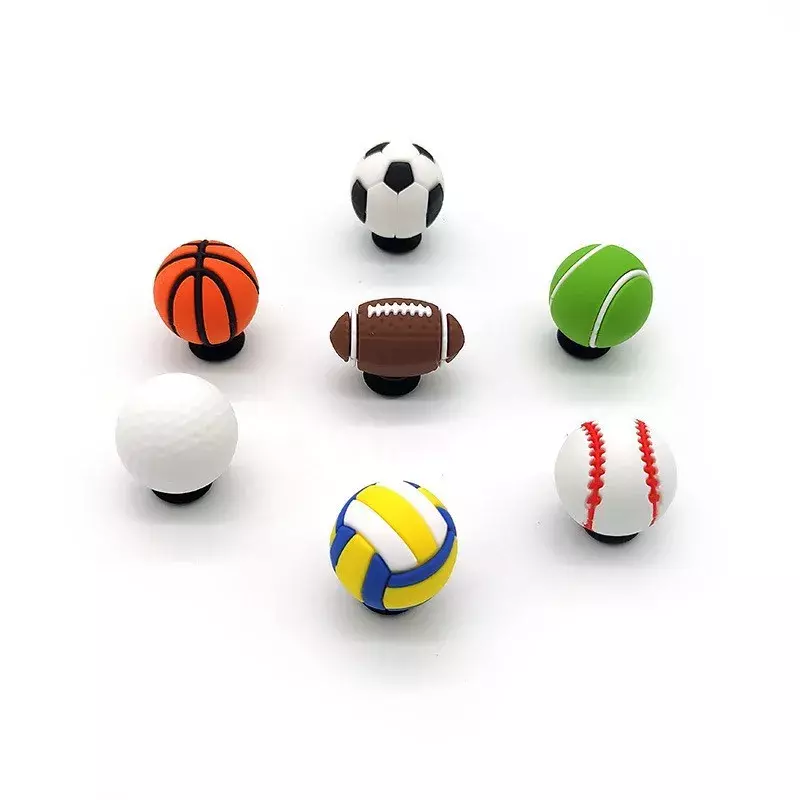 穴のある3Dサッカーシューズ,PVCサンダル,バスケットボール,テニス,ラグビー,装飾チャーム,取り外し可能なアクセサリー,子供
