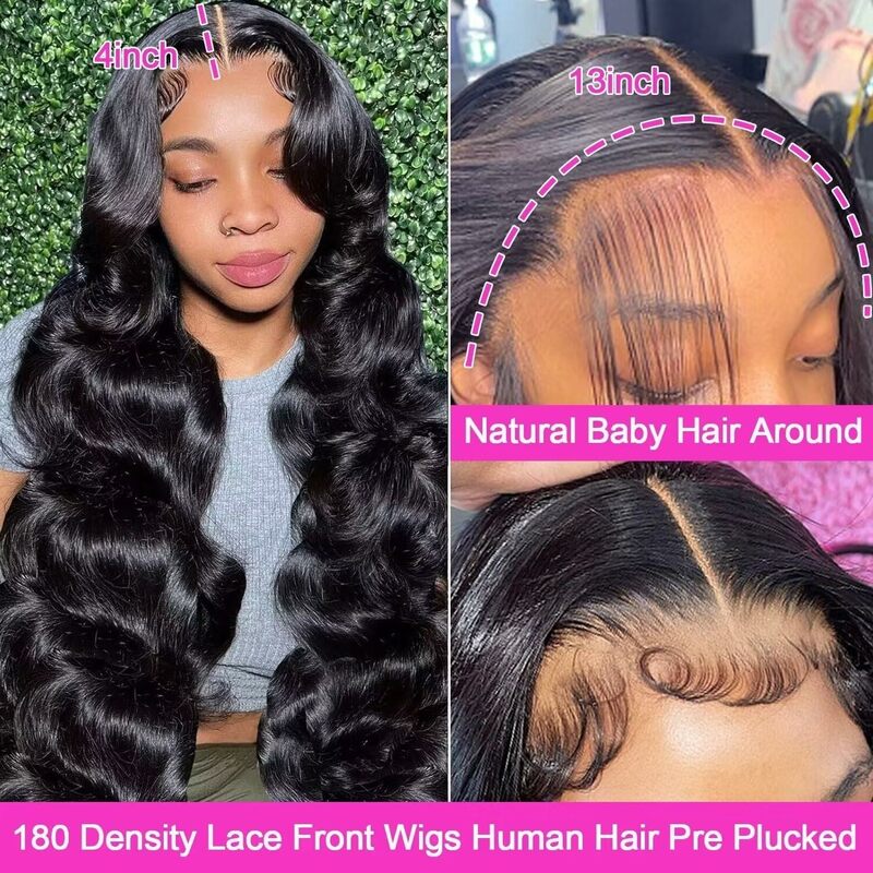 Body Wave Lace Front Wigs Human Hair 13x4 HD Lace Front Wigs Human Hair Pre Plucked with Baby Hair Glueless Frontal Wigs 30 Inch