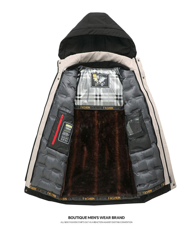 남성용 두꺼운 다운 코튼 패딩, 느슨한 따뜻한 코트, 탈부착 모자 포함, 후드 달린 방풍 재킷, 2023 신상