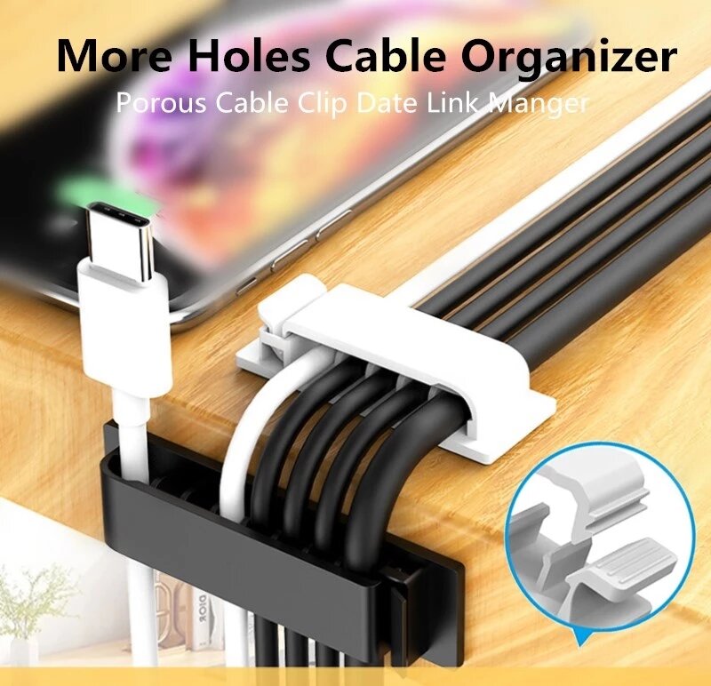 Desktop USB Cable Winder Organizer Home Office Computer Wire Fixed Management Phone Charging Cord Data Line Organization Clip