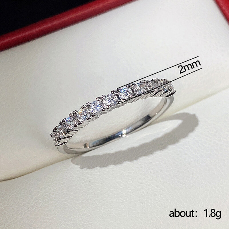 Thin Female White Crystal Stone Rings Silver Color Geometric Cubic Zirconia Wedding Rings for Women Eternal Promise Bijoux