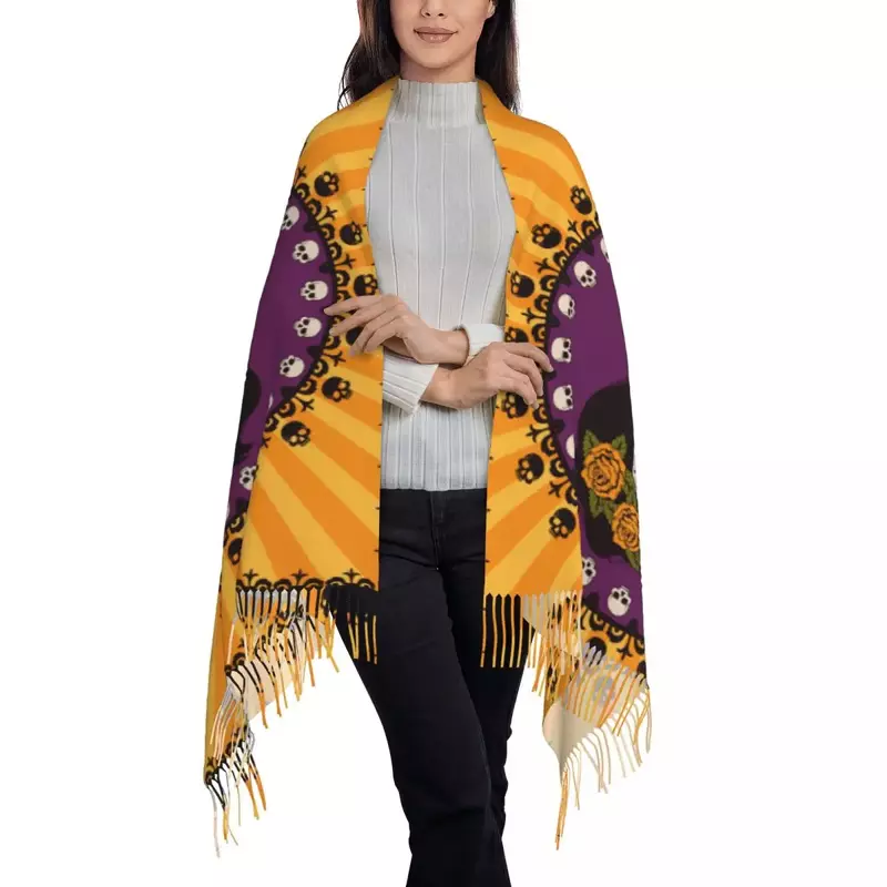 Sugar Skull Girl Womens Warm Winter Infinity Scarves Set Blanket Scarf Pure Color