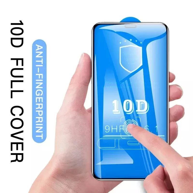 Protector de pantalla de vidrio templado 10D, cubierta completa para iPhone 15, 11, 12, 14 Pro Max, Mini, 7, 8 Plus, 13 PRO, XR, X, XS MAX, 4 unidades