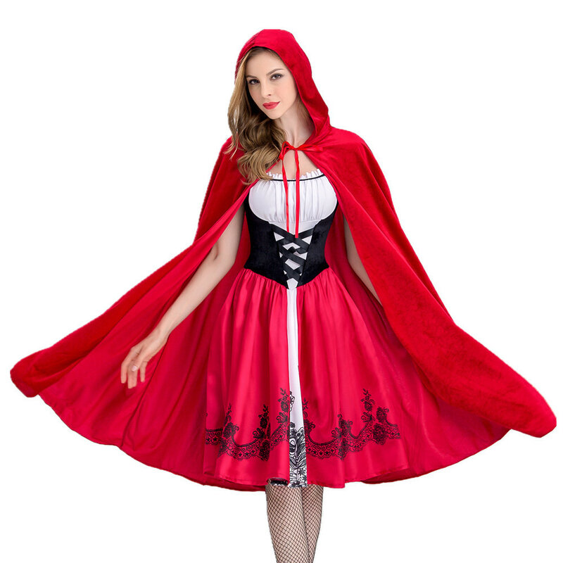 Little Red Riding Hood versione moderna di Stage Performance abbigliamento scialle Adult Girls Personality Cosplay Game Uniform Cape Set
