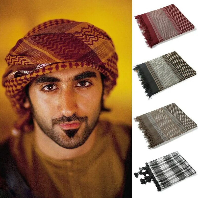 130*130cm arabo Keffiyeh sciarpa uomo musulmano Hijab turbante islamico saudita arabo testa avvolgere Bandana sciarpe mediorientali