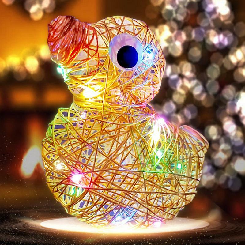 Kit seni tali 3D yang ditingkatkan, mainan lentera bulat bintang hati lentera berseluk dengan lampu LED multiwarna Natal