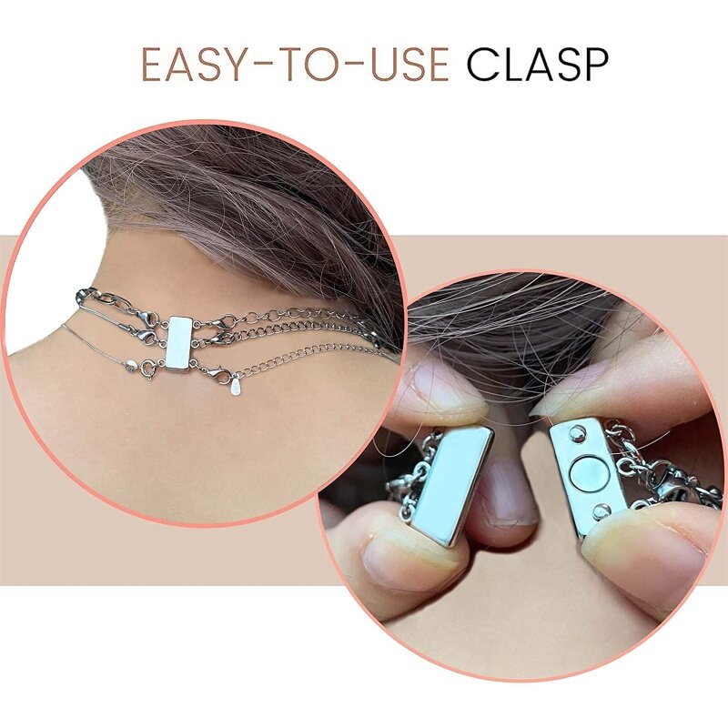 Necklace Layering Clasps Layered Necklace Clasp 2/3 Strands Gold Silver Magnet Multiple Necklace Separator for Women Dropship