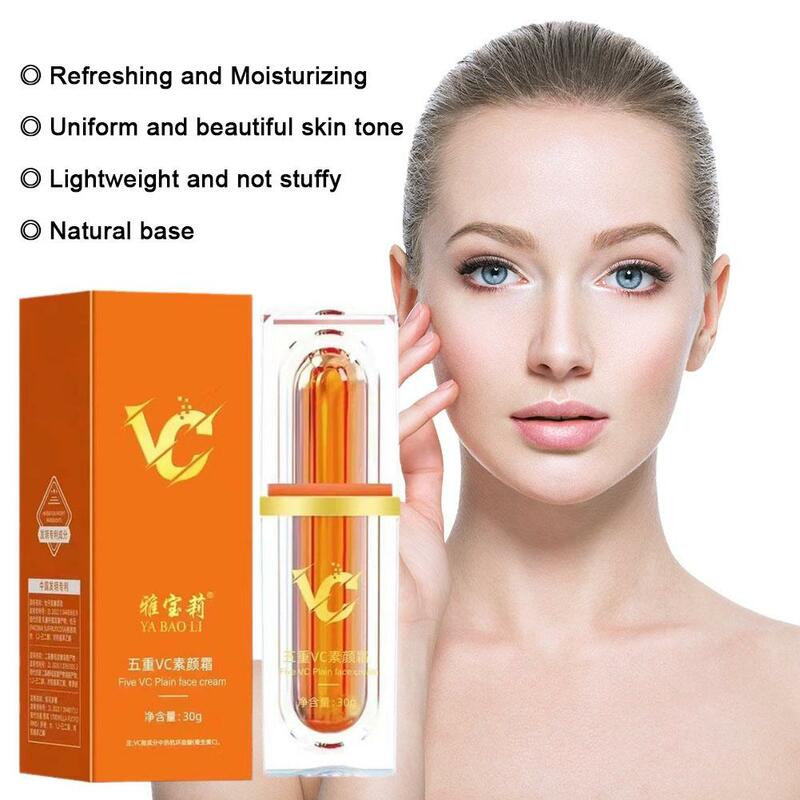 Krim pemutih wajah Vitamin C VC, Pelembab lima warna, perawatan Makeup Anti kulit kosmetik anti-penuaan Na R9A1