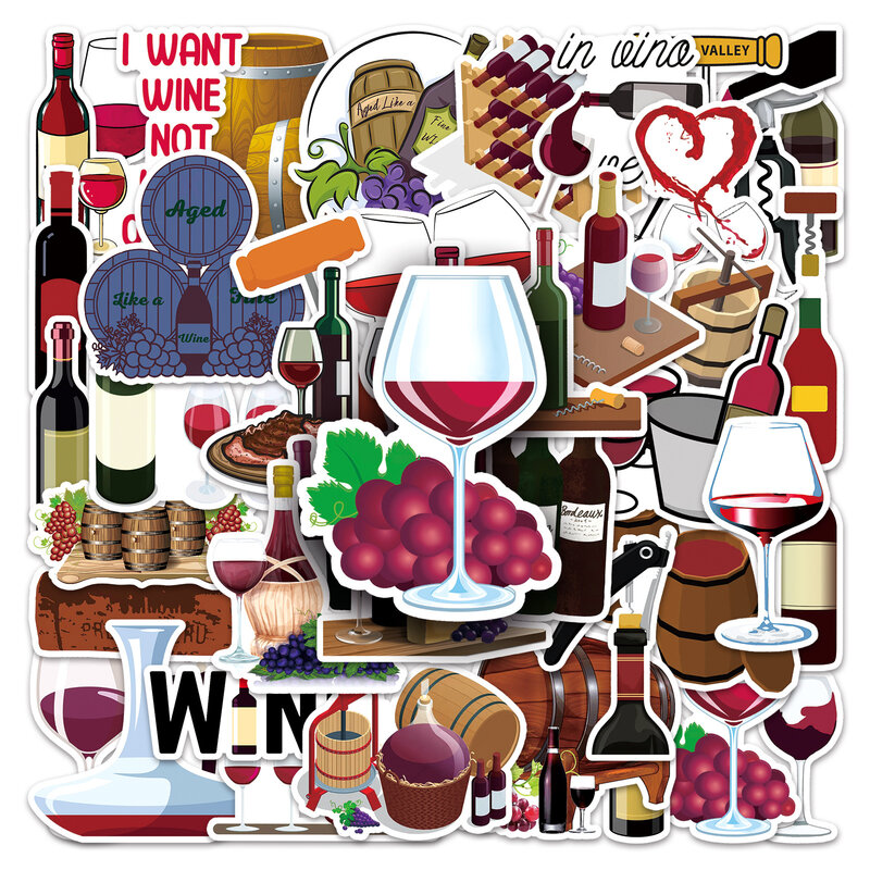 50 buah stiker grafiti seri anggur merah kartun cocok untuk helm Laptop Dekorasi Desktop mainan stiker DIY grosir