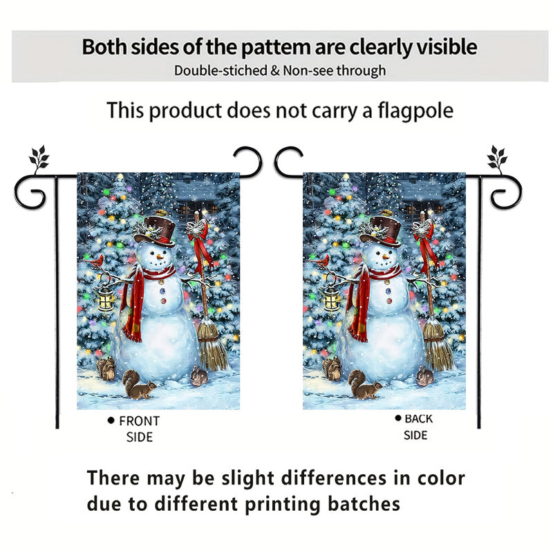 1pc Elk sled snowman pattern flag, Christmas double-sided printed garden flag, farm yard decoration, excluding flagpoles