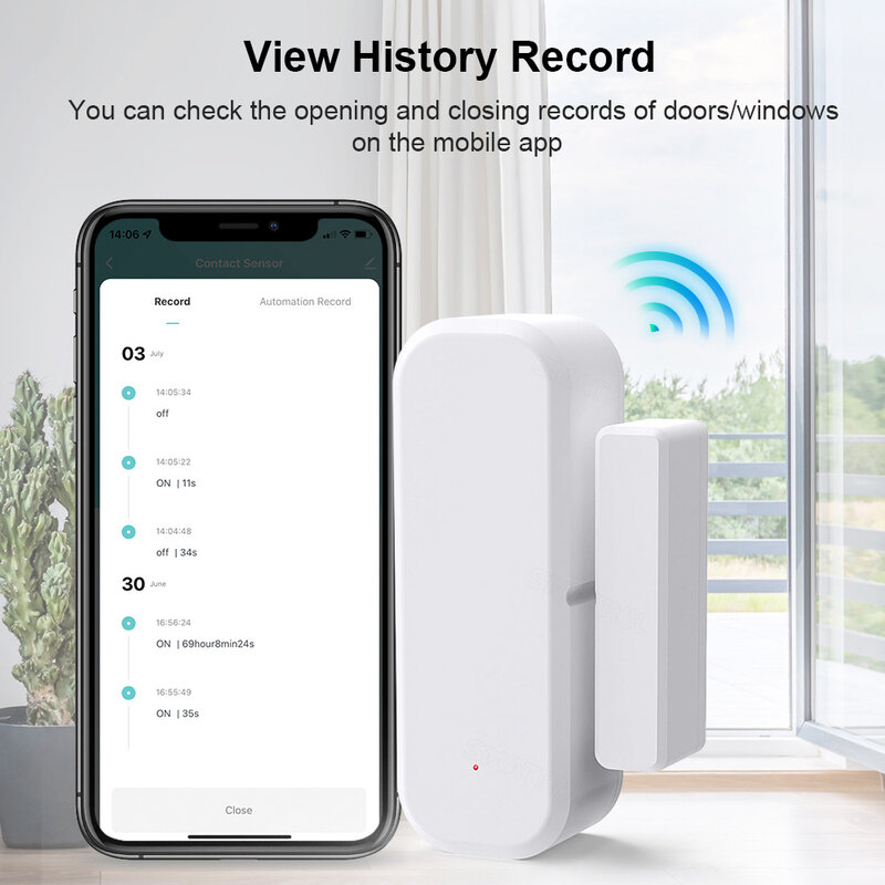 Tuya Wifi/Zigbee Slimme Deur-En Raamsensor Magnetisch Beveiligingsalarm Smartlife App Externe Monitor Werkt Met Alexa Google Home