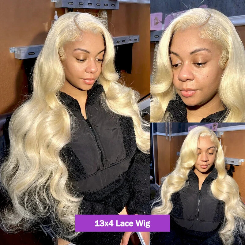 Perruque Lace Front Wig Body Wave brésilienne naturelle, cheveux humains, blond miel 613, 13x6, 13x4, transparent HD, pour femmes