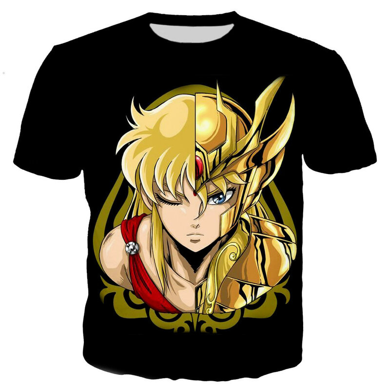 Koszulka Saint Seiya męska modne t-shirty dzieci topy hip-hopowe koszulki Anime 3d T-shirt z nadrukiem letnia męska koszulka graficzny top dla chłopców