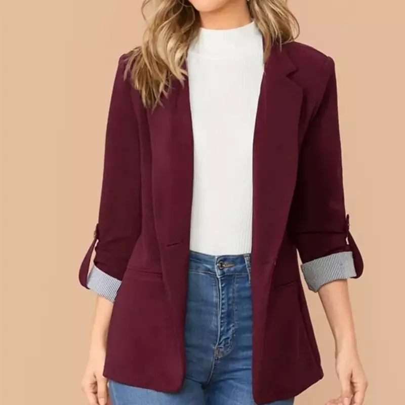 Abbigliamento donna autunno e inverno moda Splicing colletto Polo Slim Fit Cardigan Style Suit Coat