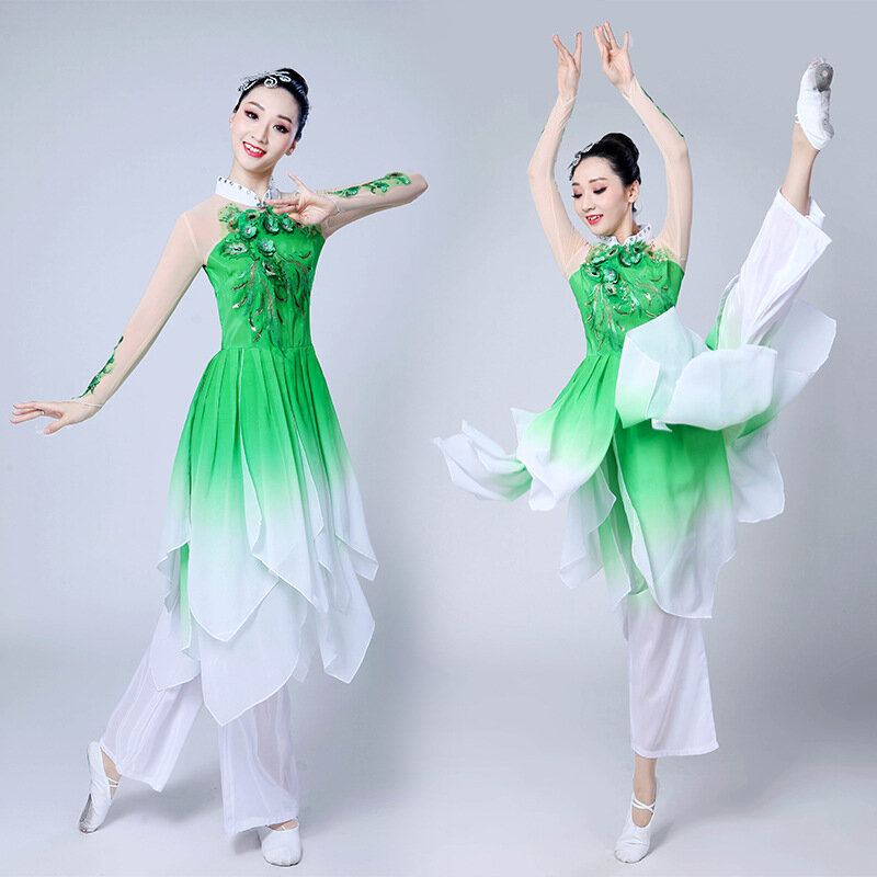 Kostum tari rakyat Cina tradisional untuk wanita kostum dansa kostum anak-anak gaun anak-anak anak perempuan Yangko pakaian wanita