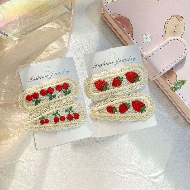 2pc cherry strawberry Hairpin Hairgrip Hair Clips for Girls Women Kids Childs Vintage Crab for Gift Hair Accessories