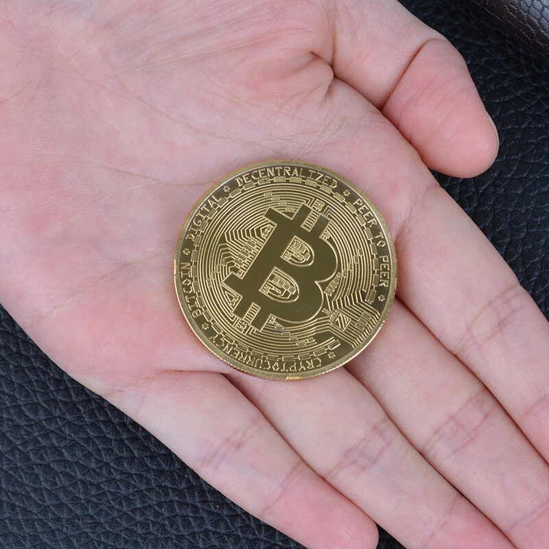 Moneda de Bitcoin con caja de regalo, colección de arte de moneda de plata de Metal físico, artesanía chapada en oro, réplica de moneda de decoración, 10 Uds.
