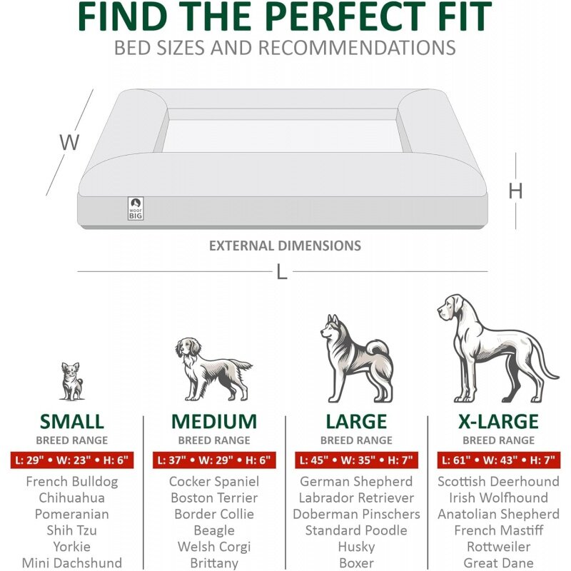 Orthopedic Dog Bed for Extra-Large Dogs (Elevated Dog Bed, Memory Foam Dog Bed, Washable & Removable Cover) Waterproof Liner