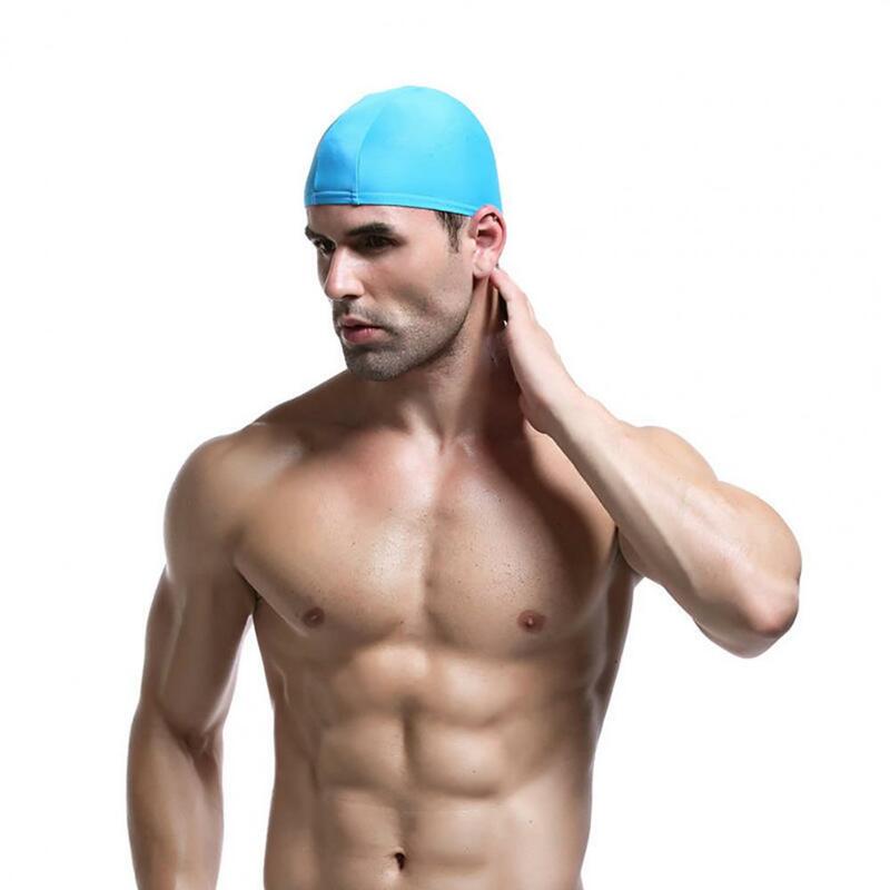Gorros de natación para adultos, gorro de piscina de nailon elástico, protección para los oídos, pelo largo, impermeable, tamaño libre, hombre y mujer