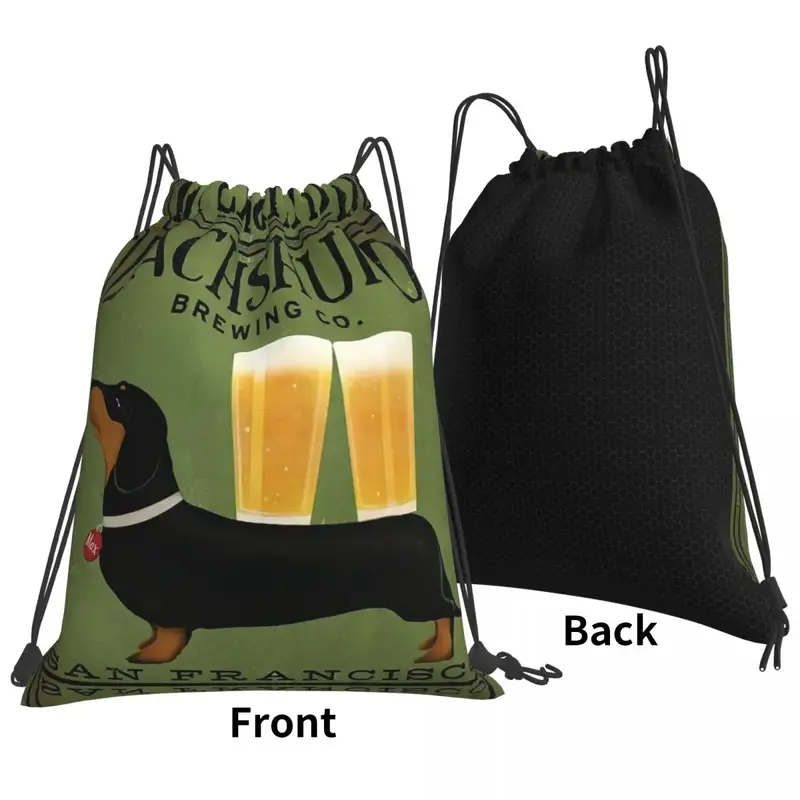 Dachshund Brewing Co Backpacks Multi-function Portable Drawstring Bags Drawstring Bundle Pocket Sports Bag Book Bags For Travel