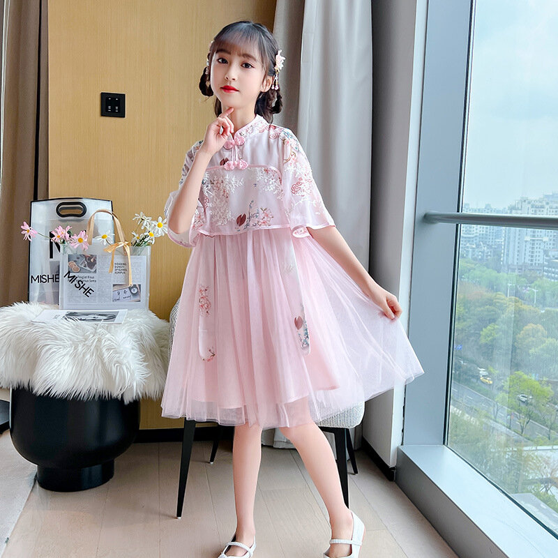 Vestido Cheongsam tradicional chino para niña, ropa de Hada de princesa, Hanfu, encantador, novedad de verano, 2023