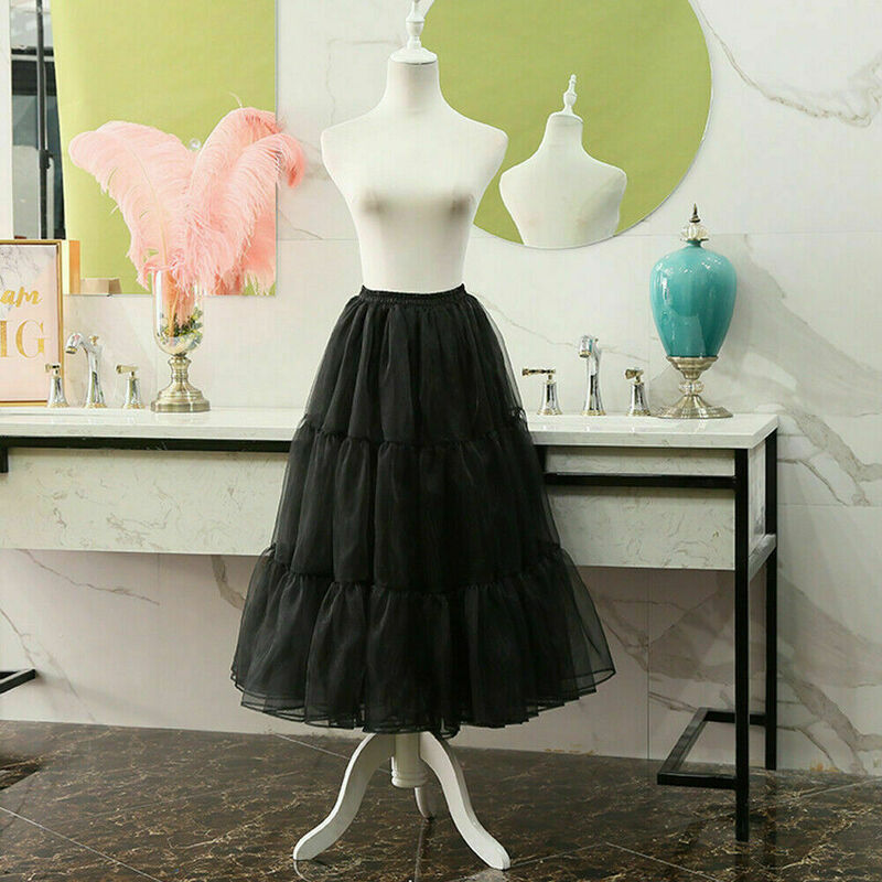 80cm Girls Lolita Hoopless Underskirt Bustle Long Crinoline Petticoat Cosplay