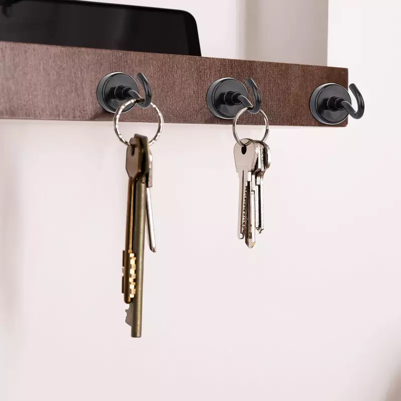 20/1 buah kait magnetik kuat bebas lubang kait Magnet dinding untuk kunci mantel gantung gantungan dapur kulkas kamar mandi pengatur kantor