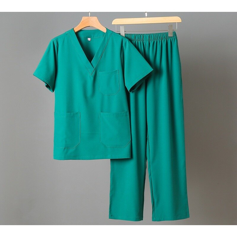 Unisex de secagem rápida esporte uniforme médico, estiramento enfermagem esfrega, top estética e calças, roupa de enfermeira, esfrega uniformes, novo