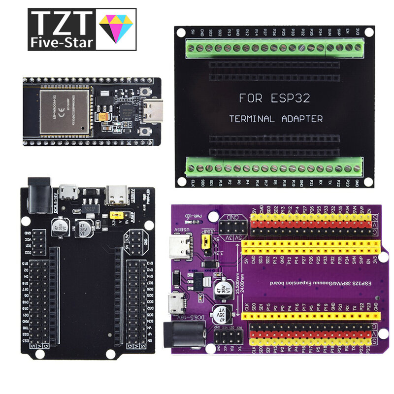 ESP32 Development Board TYPE-C/ไมโคร USB CP2102 WiFi + Bluetooth Dual Core ESP32-DevKitC-32 ESP-WROOM-32บอร์ดขยาย38PINS