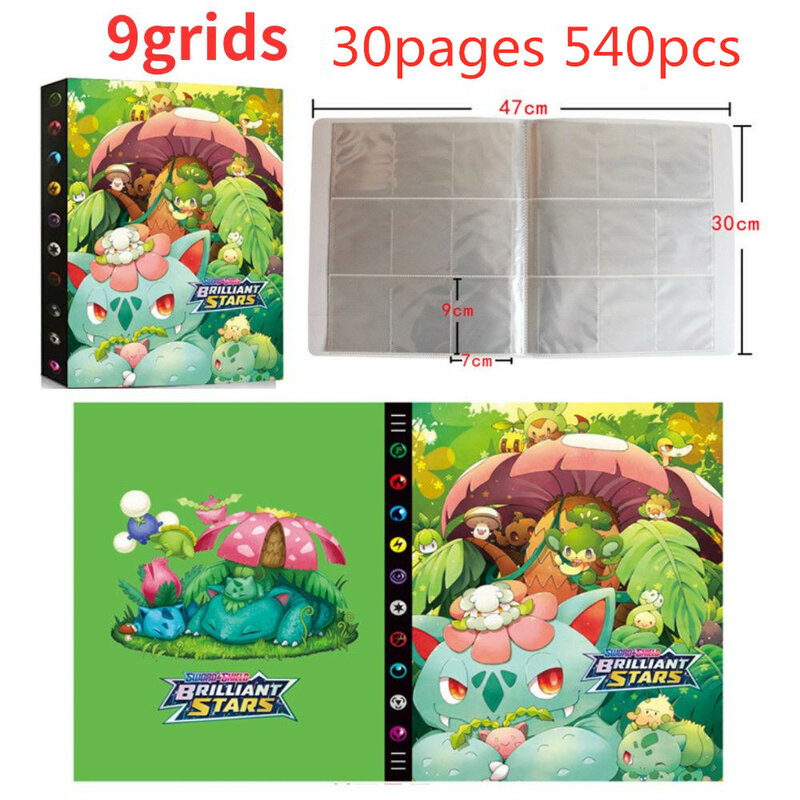 Tarjetas de colección de PIKACHU para niños, libro de álbum de dibujos animados de 9 bolsillos, 540 tarjetas, mapa de Anime, juego, regalo de cumpleaños